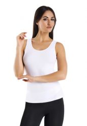 Koszulka bawełniana na ramiączkach Teyli Claudia. Białe koszulki sportowe damskie Teyli, xl, bez wzorów, z bawełny, bez kołnierzyka, bez ramiączek, na fitness i siłownię. Za 69.99 zł.