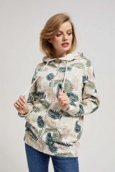 Bluza z kapturem i nadrukiem. Bluzy damskie MOODO, xs, bez wzorów, z bawełny, z kapturem. W wyprzedaży za 74.99 zł.