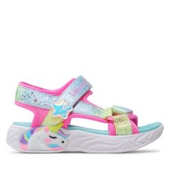 Sandały Skechers. Czarne sandały damskie Skechers, bez wzorów, bez obcasa, na płaskiej podeszwie, bez zapięcia. Za 289.99 zł.