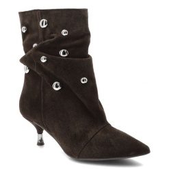 Brązowe Botki Chebello Eleganckie Obuwie Damskie. Brązowe kozaki damskie CheBello, bez obcasa, na obcasie. Za 543.99 zł.