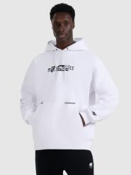 4F Bluza dresowa nierozpinana z kapturem męska - biała L. Białe bluzy męskie 4f, l, bez wzorów, z bawełny, z kapturem. Za 179.99 zł.