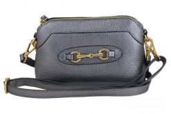 Listonoszka skórzana BARBERINI'S 967/1-46 c. srebrna. Szare torebki shopper damskie Barberinis, z aplikacjami, ze skóry, eleganckie, małe, bez dodatków. Za 189.99 zł.