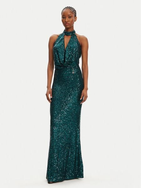 Fracomina Sukienka wieczorowa FQ25WD3012W706N6 Zielony Regular Fit. Zielone sukienki damskie Fracomina, xl, bez wzorów, z syntetyku, wizytowe, bez kołnierzyka, bez ramiączek. Za 649.99 zł.