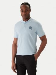 KARL LAGERFELD Polo 745022 561235 Błękitny Regular Fit. Niebieskie koszulki polo męskie KARL LAGERFELD, l, bez wzorów, z bawełny, bez ramiączek. Za 479.99 zł.