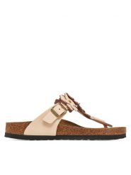 Birkenstock Japonki Gizeh Flowers 1029304 Różowy. Czerwone klapki damskie Birkenstock, bez wzorów, ze skóry, bez obcasa. Za 499.99 zł.