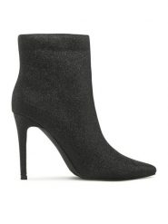 Jenny Fairy Botki LS5629-12 Czarny. Czarne botki damskie Jenny Fairy, z materiału, bez obcasa, na szpilce, bez zapięcia. Za 119.99 zł.