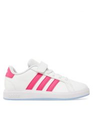 Adidas Sneakersy Grand Court 2.0 JI0975 Biały. Białe buty sportowe dziewczęce Adidas, bez wzorów, z materiału, bez zapięcia. Za 129.99 zł.