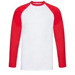 Męska Koszulka Baseballowa Z Długim Rękawem Valueweight. Białe koszulki sportowe męskie Fruit of the Loom, m, bez wzorów, bez kołnierzyka, bez ramiączek. Za 39.99 zł.