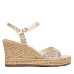 Espadryle Tamaris. Brązowe sandały damskie Tamaris, bez wzorów, bez obcasa, bez zapięcia. Za 329.99 zł.