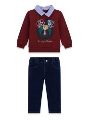Guess Komplet bluza i spodnie materiałowe N6YG07 K5170 Kolorowy Regular Fit. Bluzy dla chłopców Guess, z aplikacjami, z jeansu, bez ramiączek, bez kaptura. Za 294.99 zł.