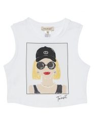 TWINSET Top 251GJ2483 Biały Regular Fit. Białe t-shirty i topy dla dziewczynek Twinset, bez wzorów, z bawełny, bez ramiączek. Za 179.99 zł.