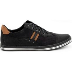 Polbut Buty męskie casual 1801P czarny nubuk/camel czarne. Czarne półbuty na co dzień męskie na jesień, z jeansu, casualowe, bez zapięcia. Za 319.69 zł.