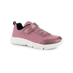 Buty dziecięce sportowe sneakersy dla dziewczynki rzep błyszczące GEOX ARIL. Czerwone buty sportowe dziewczęce Geox, bez wzorów, bez zapięcia, trekkingowe. Za 135.00 zł.