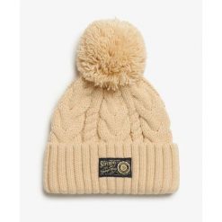 Gruba czapka w warkoczowym splocie damska Superdry. Brązowe czapki i kapelusze damskie Superdry., na zimę, bez wzorów, z dzianiny. W wyprzedaży za 126.95 zł.