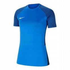 Koszulka Damska Strike 21. Niebieskie koszulki sportowe damskie Nike, bez wzorów, bez kołnierzyka, bez ramiączek, trekkingowe. Za 102.99 zł.