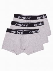 Bokserki męskie bawełniane 3-pak - szare - Rozmiar: XXL. Szare bokserki męskie Ombre Clothing, m, bez wzorów, z bawełny. W wyprzedaży za 19.99 zł.