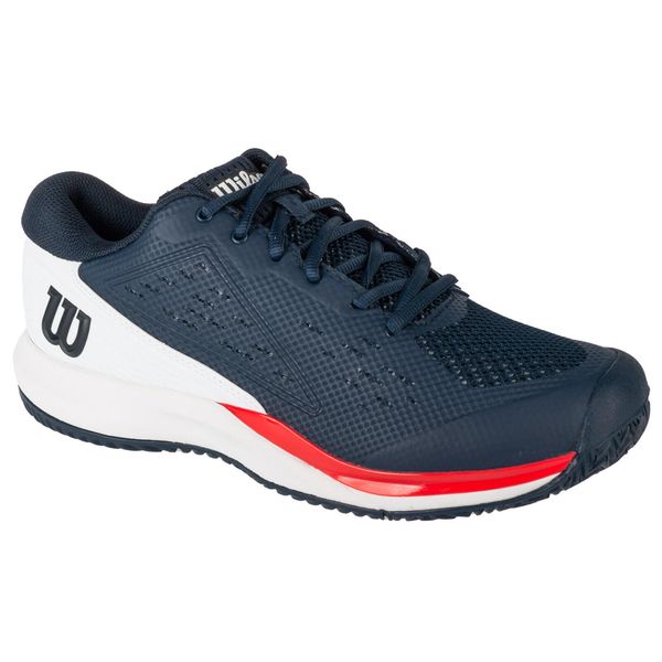 Buty do tenisa męskie, Rush Pro Ace. Niebieskie buty sportowe męskie Wilson, z gumy, bez zapięcia, tenisowe. Za 479.99 zł.