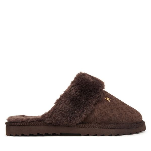 Kapcie Tommy Hilfiger. Brązowe kapcie damskie Tommy Hilfiger, bez wzorów. Za 409.99 zł.