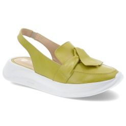 Limonkowe Sandały Armodo Stylowe Obuwie Damskie. Żółte klapki damskie Armodo, bez wzorów, ze skóry, bez obcasa, bez zapięcia. Za 329.00 zł.