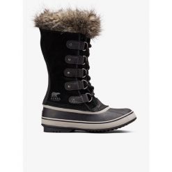 Buty zimowe damskie Sorel Joan of Arctic. Czarne obuwie sportowe damskie Sorel, bez wzorów, trekkingowe. W wyprzedaży za 724.50 zł.