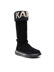 KARL LAGERFELD Kozaki KL44582 Czarny. Czarne kozaki damskie KARL LAGERFELD, ze skóry, bez obcasa, na płaskiej podeszwie. Za 979.99 zł.