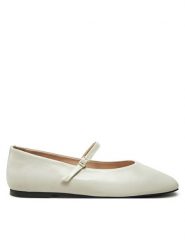 Calvin Klein Baleriny Mary Jane Ballerina - Lth HW0HW02307 Écru. Baleriny damskie Calvin Klein, bez wzorów, ze skóry, bez obcasa. Za 469.99 zł.