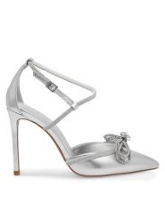 Eva Minge Szpilki ANCONA-V325-25531 Srebrny. Szare szpilki damskie Eva Minge, bez wzorów, ze skóry, bez obcasa, bez zapięcia. Za 399.99 zł.