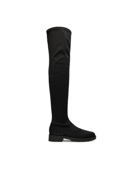 LOVE MOSCHINO Muszkieterki JA26074G0NIM0000 Czarny. Czarne kozaki damskie Love Moschino, z materiału, bez obcasa, na płaskiej podeszwie. Za 1,189.00 zł.