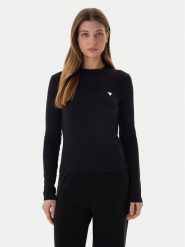 Guess Bluzka V6RI00 KD741 Czarny Slim Fit. Czarne bluzki damskie Guess, s, z aplikacjami, z bawełny, bez kołnierzyka, bez ramiączek. Za 199.99 zł.