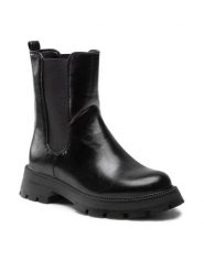 Jenny Fairy Sztyblety LS5873-01 Czarny. Czarne botki damskie Jenny Fairy, ze skóry, bez obcasa, na płaskiej podeszwie, bez zapięcia. Za 179.99 zł.