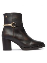 Tommy Hilfiger Botki TH Stud Heel Riding Ankle Boot FW0FW09552 Brązowy ciemny. Brązowe botki damskie Tommy Hilfiger, ze skóry, bez obcasa, na słupku, bez zapięcia. Za 849.99 zł.