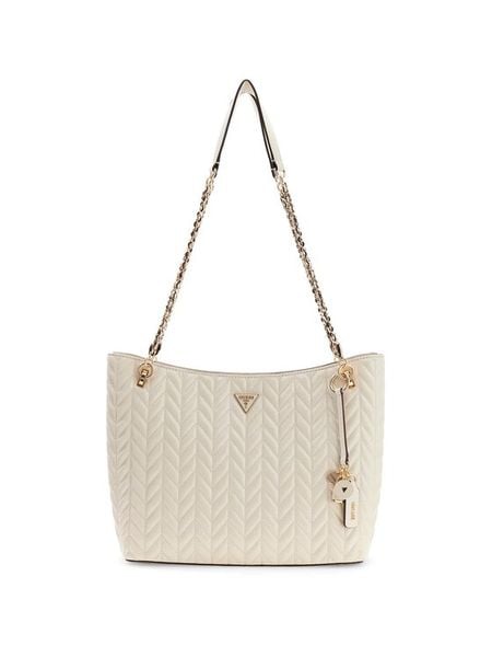 Guess Torebka Cheryl HWTQ97 20220 Écru. Białe torebki do ręki damskie Guess, z aplikacjami, ze skóry, bez dodatków. Za 474.99 zł.