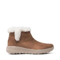 Botki Skechers. Brązowe botki damskie Skechers, bez obcasa, na płaskiej podeszwie, bez zapięcia. Za 299.99 zł.