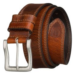 Skórzany pasek męski w jasnobrązowym kolorze z klasyczną klamrą Peterson PTN LTO-5-TAN. Brązowe paski damskie Peterson, bez wzorów, klasyczne. Za 59.99 zł.