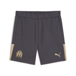 Spodenki OM Casuals 2023/24. Brązowe krótkie spodenki sportowe męskie Puma, bez wzorów, z bawełny, do piłki nożnej. W wyprzedaży za 148.00 zł.