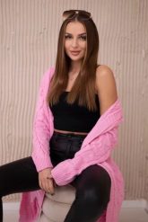 Sweter z kapturem i kieszeniami jasny różowy. Czerwone kardigany damskie KESI, l, bez wzorów, z wełny, eleganckie, bez kołnierzyka, plus size, bez ramiączek, z kapturem. Za 218.51 zł.