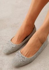 Zielone Balerinki ze Skórzaną Wkładką Ozdobione Plecionką i Kokardą Diosesi. Zielone baleriny damskie Renee, bez wzorów, z jeansu, boho, bez obcasa. Za 59.99 zł.