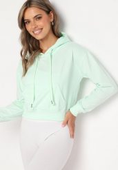 Miętowa Bluza z Dodatkiem Bawełny z Kapturem Wykończona Ściągaczami Evista. Zielone bluzy damskie Born2be, l, bez wzorów, z bawełny, z kapturem. Za 29.99 zł.