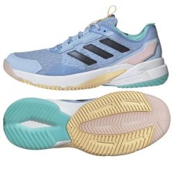 Buty do siatkówki adidas Crazyflight 6 W HP7029 niebieskie. Niebieskie obuwie sportowe damskie bez wzorów, z gumy, do siatkówki. Za 823.22 zł.