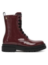 Tommy Hilfiger Trapery Lace-Up Bootie T4A5-34025-0775 S Bordowy. Czerwone buty zimowe dziewczęce Tommy Hilfiger, bez wzorów, ze skóry, bez zapięcia. Za 489.99 zł.