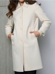 Klasyczny płaszcz z kołnierzykiem - żółty. Żółte płaszcze damskie Sinsay, l, bez wzorów, klasyczne, bez kaptura. Za 119.99 zł.