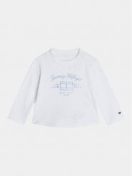Tommy Hilfiger Bluzka KN0KN01917 Biały Regular Fit. Białe t-shirty i topy dla dziewczynek Tommy Hilfiger, bez wzorów, z bawełny, bez ramiączek. Za 69.99 zł.