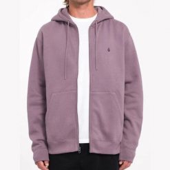 Bluza Volcom Single Stone z zamkiem fioletowa. Fioletowe bluzy męskie Volcom, l, bez wzorów, bez kaptura. Za 338.36 zł.
