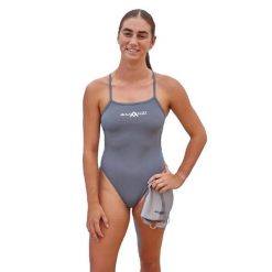 Amanzi Strój Kąpielowy Shadow Tie Back – Rozmiar 38. Szare kostiumy jednoczęściowe damskie AMANZI, s, bez wzorów, sportowe, do pływania. Za 1,498.40 zł.