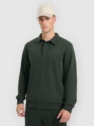 4F Bluza dresowa regular z kołnierzykiem męska - zielona XXL. Zielone bluzy męskie 4f, m, bez wzorów, z dresówki, bez kaptura. Za 149.99 zł.