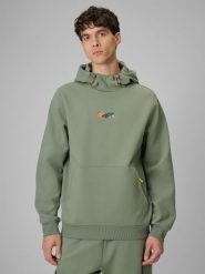 4F Bluza dresowa regular z kapturem męska - khaki L. Brązowe bluzy sportowe męskie 4f, l, bez wzorów, z dresówki, z kapturem. Za 249.99 zł.