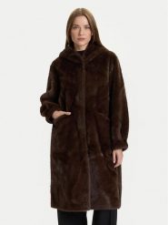 Rinascimento Futro CFC0122225003 Brązowy Regular Fit. Brązowe płaszcze damskie Rinascimento, m, bez wzorów, z futra, bez kaptura. Za 719.99 zł.