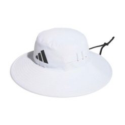 Kapelusz z szerokim rondem adidas. Białe czapki i kapelusze męskie Adidas, bez wzorów, z materiału, eleganckie. Za 244.00 zł.