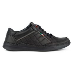 Olivier Buty męskie skórzane casual 297GT czarne. Czarne półbuty na co dzień męskie na jesień, z jeansu, casualowe, bez zapięcia. Za 319.69 zł.