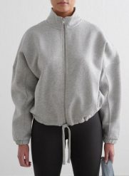 Damska bluza na zamek, stójka, mieszanka bawełny Campus Sweat szary melanż. Szare bluzy damskie Aim'n, l, bez wzorów, z bawełny, bez kaptura, na fitness i siłownię. Za 381.00 zł.
